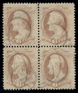US #186, 6¢ Lincoln, Block of 4, used and quite scarce, VF/XF, showpiece - Picture 1 of 1