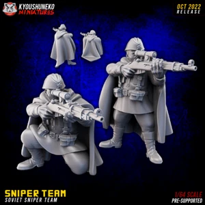 Soviet Army Sniper Team, Fantasy Sci-fi Wargames WW2 Russian Solder Miniature - Picture 1 of 1