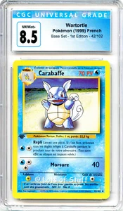 CGC 8.5 NEAR MINT+ French Wartortle / Carabaffe Base Set 1st Edition 42/102 -43 - Picture 1 of 2