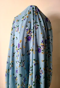 20X26D, Chiffon Screen Print Fabric, Blue multi colors for Women clothing! EB-11 - Picture 1 of 4