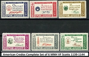 The American Credos COMPLETE Set of 6 MNH VF Centering Scott's 1139 to 1144 - Picture 1 of 2