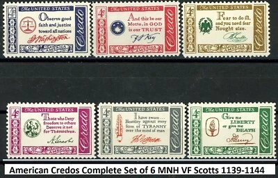 The American Credos COMPLETE Set of 6 MNH VF Centering Scott's 1139 to 1144 - Image 1 of 2