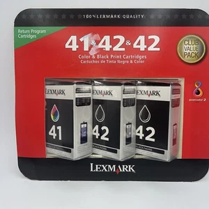 LEXMARK 3 Tri-Pack 41 / 42 / 42 BLACK and COLOR INK CARTRIDGE Factory Sealed New - Picture 1 of 8