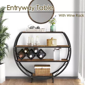 Console Table Industrial Entryway Table with 4-Tier Open Storage Shelf Wood and - Picture 1 of 7
