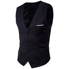 Men Sleeveless Waistcoat Slim Suit Vest V-Neck Single Breasted Fake Pocket Top