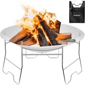 Portable Camping Fire Pit - 17 Inch Wood Burning Fire Pit with Storage Bag - Cam - Picture 1 of 12
