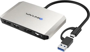 WAVLINK USB 3.0/USB C to DisplayPort/HDMI Adapter Dual 5K@60Hz Monitor Hub - Picture 1 of 10