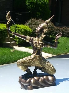 Vintage Brass / bronze gilt Thai Statue Rama the Archer. Rare Large statue - Picture 1 of 12