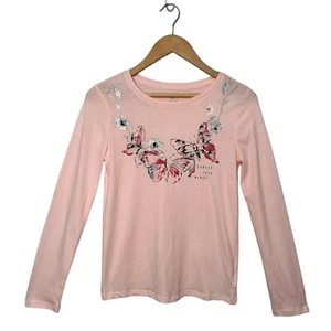 New Gap Kids Butterfly Spread Your Wings Glitter Long Sleeve Pink XXL - Picture 1 of 12