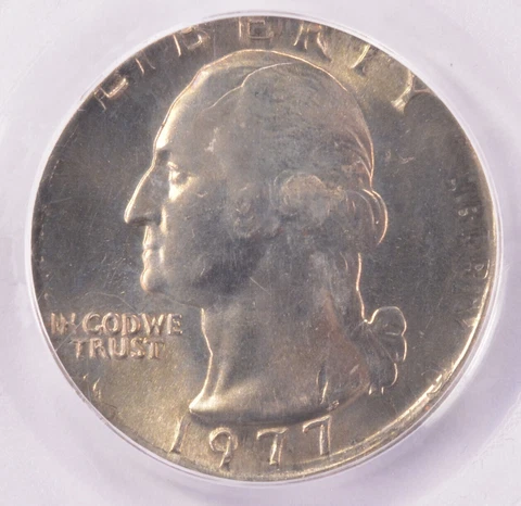 PCGS 25c 1977 Washington Quarter Double-Denomination on 1977 Nickel 5c MS64 Cover