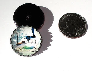 Birds Glass Dome Button handcrafted collectible shank sew or pin on - Picture 1 of 1