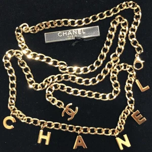 Collana/Cintura CHANEL CC Logo Charm Catena 36" Tono Oro 02A Autentica con Scatola #4895 - Foto 1 di 10