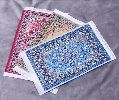 НОВЫЙ - МАСШТАБ 1/12 КУКОЛЬНЫЙ ДОМ ТУРЕЦКИЙ СТИЛЬ КОВЕР КОВРИК С БАХРОМОЙ (UK) - Изображение 1 из 4