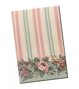 J.P. Stevens, Vintage, Pastell gestreift mit Blumenrand, Twin Flat Sheet - Bild 1 von 3