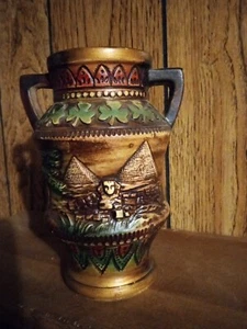 Vintage 60er Jahre Norleans Redware Ägyptische Pyramiden Kleeblatt Motiv Vase Urne - Bild 1 von 5