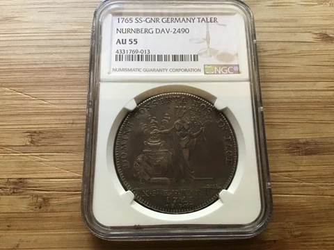 1765-SS GNR Nurnberg Thaler D-2490 NGC AU-55 Cover