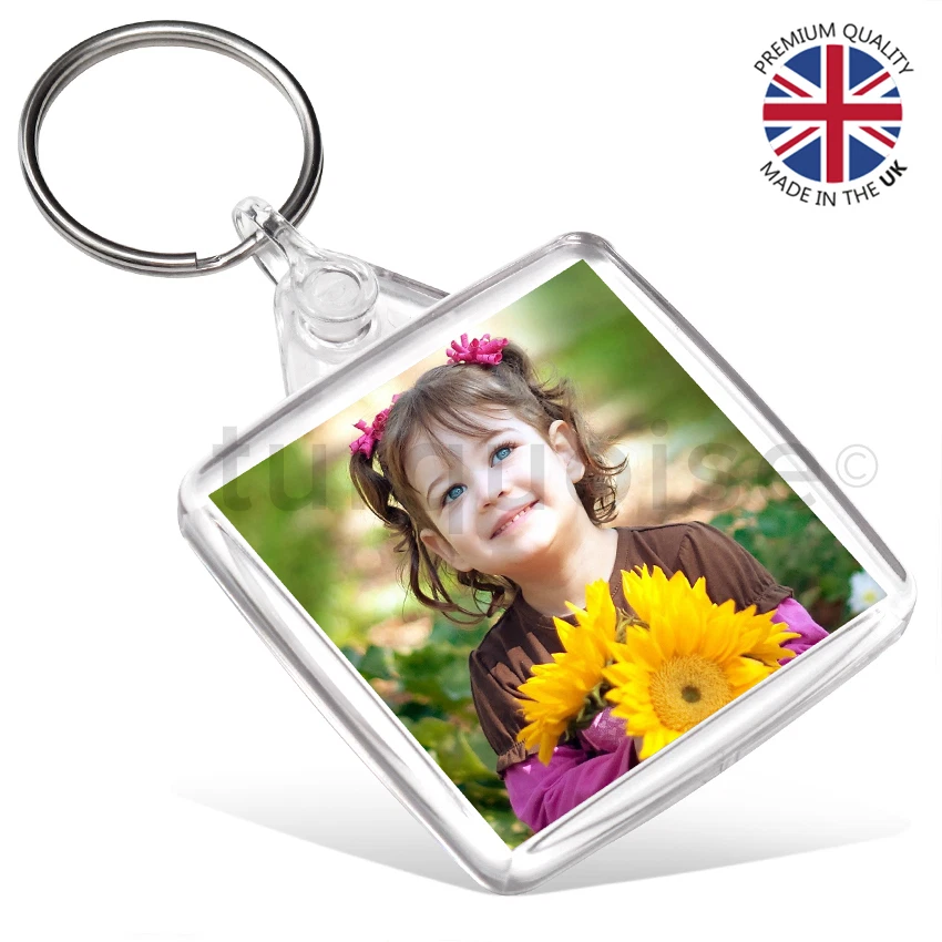 Premium Clear Acrylic Blank Keyrings Key Fobs 38 x 38 mm | Square Photo - Image 1 of 1