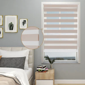 Customized 85% Blackout Cordless Window Blind Shade Zebra Dual Roller Blinds - Picture 1 of 23