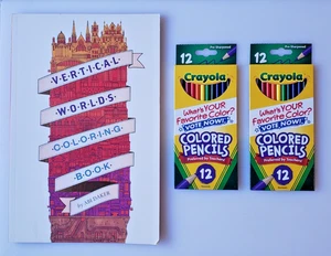 Vertical Worlds Coloring Book by Adi Daker with Colored Pencils - Picture 1 of 1