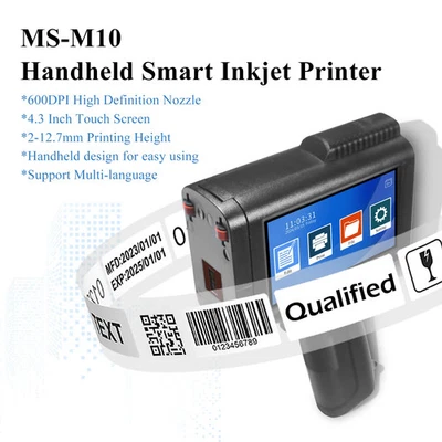 Handheld inkjet printer prints expiration date text, batch number, barcode image - Image 1 of 4