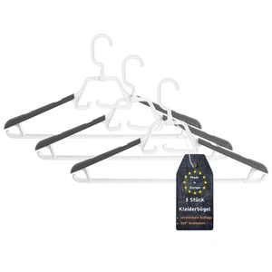 ENGELLAND 3 x Kleiderbügel Drehbar Ausziehbar Rutschfest Robust Weiß Anthrazit - Bild 1 von 5