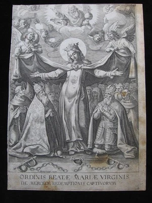 Jacques Honervogt: Schutzmantelmadonna 1620/Virgin of Mercy Print Kupferstich - Bild 1 von 4
