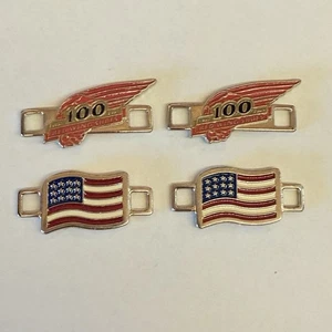 Red Wing Shoes American Flag Boot Lace Keeper Charms 100 years USA Set of 4 pcs - Picture 1 of 3