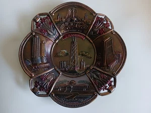 1933 Century of Progress Sammlerstück Chicago Metall Tablett 5,5 Zoll - Bild 1 von 5