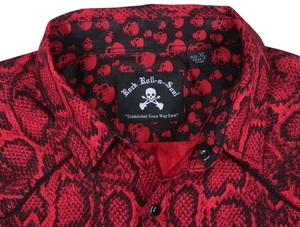 ROCK ROLL N SOUL Love Ain't No Stranger XL SNAKE SKULL WESTERN PEARL SNAP SHIRT - Picture 1 of 16