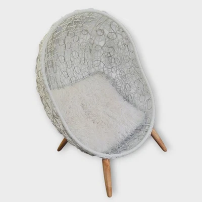 Cesta de vime para cachorros pequenos filhotes de animais de estimação ovos espreguiçadeira branca à prova d'água - Imagem 1 de 4