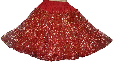 Corazones de lámina dorada de baile cuadrados rojos crinolina talla 1X/3X cintura 40"-55 Foto 1 de 3