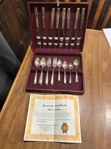 WALLACE BROTHERS SILVER Plate AA Flatware SHARON Pattern 1926 32 Piece Box Cert - Picture 1 of 19