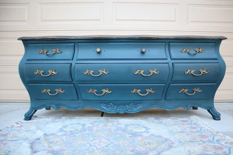 Vintage French Provincial Refinished Triple Dresser Cover