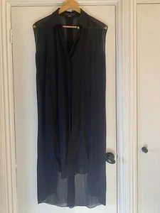 Alexander Wang Sleeveless Shirt Tunic Dress Black Sheer See-Through Medium - Picture 1 of 5