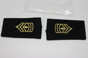 E8 First Sergeant Shoulder Marks epaulets black/gold Large Mens pair R9650 - Picture 1 of 5