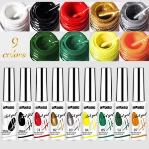 9 Farben Maniküre Spinne Gel Set Nail Art Liner Elastische Farbe Kit Nail Art Zum Selbermachen - Bild 1 von 14