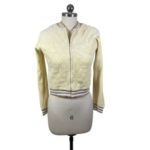 Apollo Jeans Womens Y2 Velour Track Jacket Medium Yellow Quilted Streetwear - Picture 1 of 10