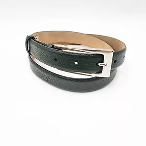 Women's Talbots Italy Hunter Green Genuine Pebbled Leather Belt Size L 32-36" - Picture 1 of 6