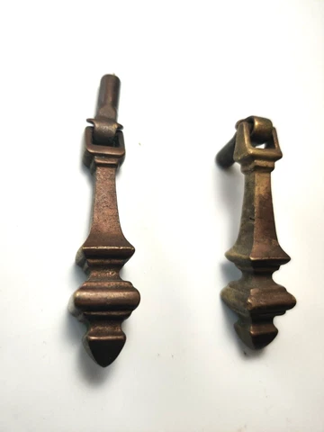 2 Antique / Gothic Cast Brass Tear Drop Pull Handle Drawer / Door  2.5" Ornate Cover
