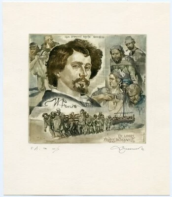Hommage a Ilya Repin, nummerierter Kunstdruck Radierung Exlibris von David Bekker - Bild 1 von 3