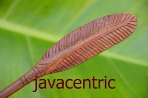 Handmade carved FEATHER wooden HAIR STICK PICK or SHAWL SCARF PIN Sono wood new - Bild 1 von 2