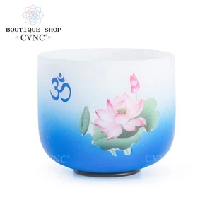CVNC 432Hz 8" F Heart Quartz Frosted Crystal Singing Bowl Sound Healing Bath - Picture 1 of 6