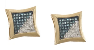 14k Gold 12mm Two-Tone .50ct Diamond Stud Earrings - Picture 1 of 2