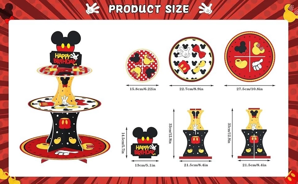 Mickey Mouse Cupcake Stand Happy Birthday Cardboard NEW - Image 1 of 1