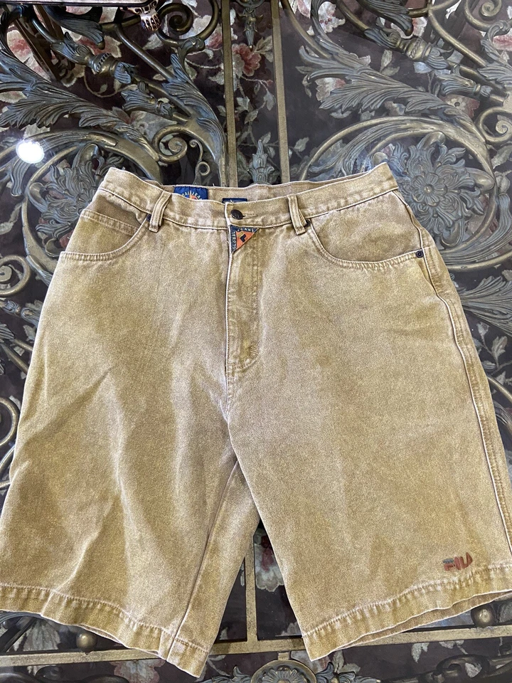 Pantalones Cortos Vaqueros Fila Global De Colección Para Hombre 32 Bolsillos Beige Lona Chino Carga Foto 1 de 4