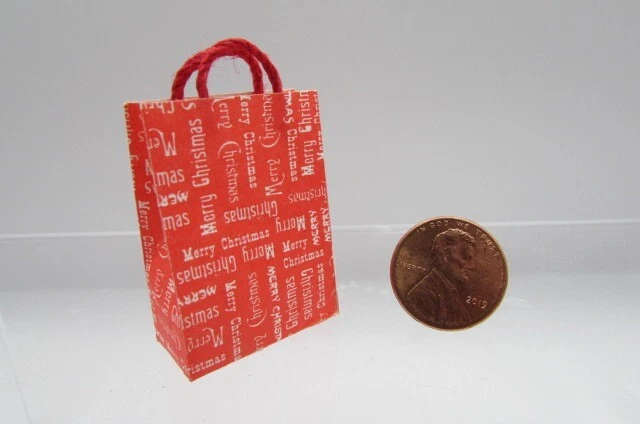 Casa de muñecas miniatura Feliz Navidad bolsa de compras o regalo HR58037R Foto 1 de 1
