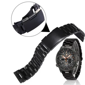 Correa de reloj Citizen U680-S098378 JY8037-50E JY8036-52E de acero inoxidable negro  - Imagen 1 de 7