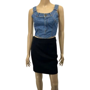 Moschino Jeans Vintage Blue Denim Crop Top - Picture 1 of 10