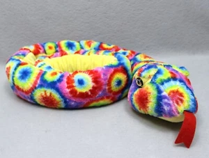 Rainbow Tie Dye Plush Snake 61" Fiesta #A32802 Hard Eyes Felt Tongue - Picture 1 of 5
