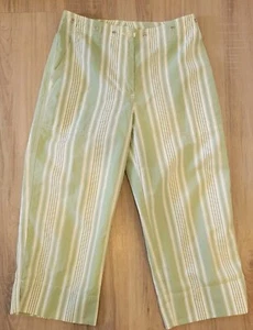 Lauren Ralph Lauren Wide Leg Crop Pants Women's Size 2P Green/White Striped - Picture 1 of 13